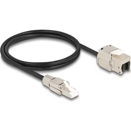 Delock RJ45 CAT6A S/FTP -> RJ45 CAT6A S/FTP M/F keystone modul 1m fekete
