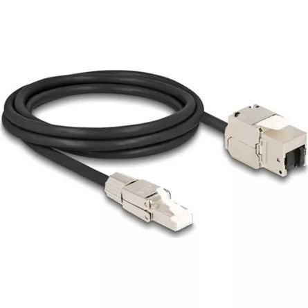 Delock RJ45 CAT6A S/FTP -> RJ45 CAT6A S/FTP M/F keystone modul 2m fekete