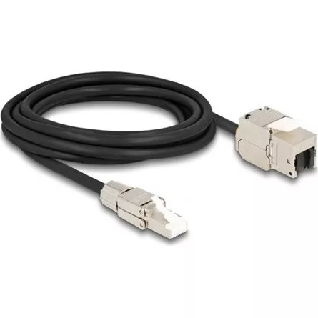 Delock RJ45 CAT6A S/FTP -> RJ45 CAT6A S/FTP M/F keystone modul 3m fekete