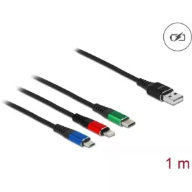   Delock 87277 USB-A 2.0 -> Lightning USB-C USB-B 2.0 micro M/M töltőkábel 1m fekete