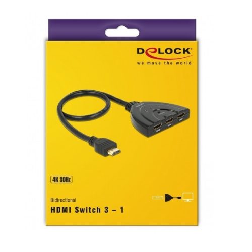 Delock HDMI Switch - 87619 (HDMI kapcsoló kétirányú, 3 x bemenet, 1x kimenet / 1 x bemenet, 3 x kimenet)