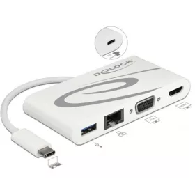   Delock ADA Delock 87731 USB-C 3.1 dokkoló állomás HDMI 4K 30Hz + VGA + LAN + USB PD