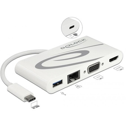 Delock ADA Delock 87731 USB-C 3.1 dokkoló állomás HDMI 4K 30Hz + VGA + LAN + USB PD