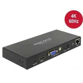   Delock Multi-AV HDMI 2.0 Displayport mini VGA -> HDMI 2.0 RJ45 CAT5e UTP F/F adapter fekete DP Alt Mode