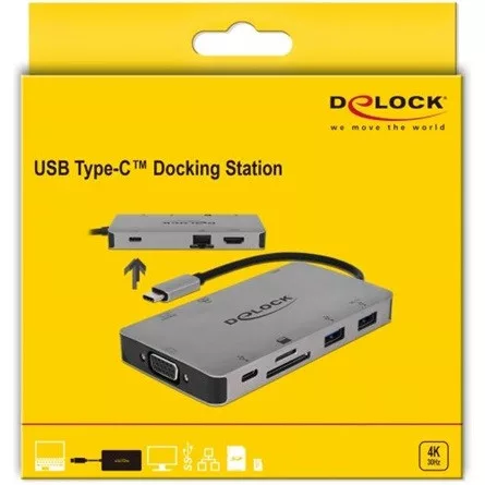 Delock ADA Delock 87735 USB-C dokkoló állomás 4K - HDMI / VGA / USB 3.1 / SD / LAN / PD 3.0
