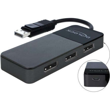 Delock DisplayPort 1.4-es elosztó 1 x DisplayPort-bemenet > 3 x DisplayPort-kimenet