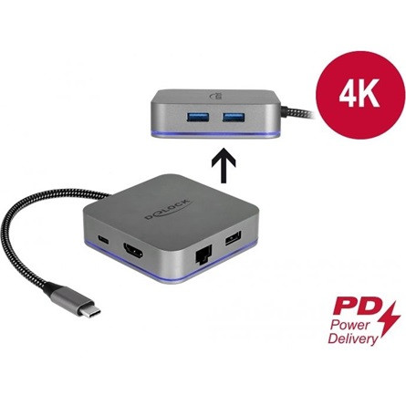 Delock 4K USB-C dokkoló szürke