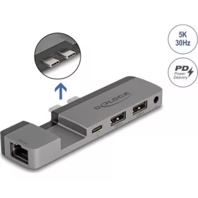   Delock Dokkoló állomás MacBook Pro / MacBook Air Thunderbolt  4 -hez 5K Resolution / 100 W PD / 10 Gbps Hub / LAN / Audi