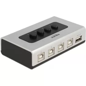   Delock Kétirányú USB 2.0 switch 4 db. B-típusú anya - 1 db. A-típus anya kézi átkapcsolással