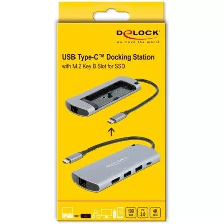 Delock ADA Delock 87767 USB-C dokkoló állomás M.2 nyílással - 4K HDMI / USB / LAN / PD 3.0