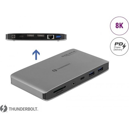 Delock 87777 10-port Thunderbolt 3 60W dokkoló szürke