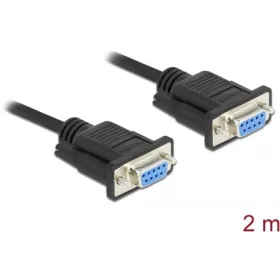   Delock Serial RS-232 DB9 -> Serial RS-232 DB9 F/F adatkábel 2m fekete null modem, CTS/RTS auto kontroll