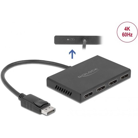 Delock 87794 4-portos DisplayPort video splitter fekete