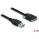 Delock USB-A 3.0 -> USB-B 3.0 micro M/M adatkábel 3m fekete rögzítő csavarokkal