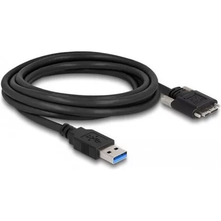 Delock USB-A 3.0 -> USB-B 3.0 micro M/M adatkábel 3m fekete rögzítő csavarokkal