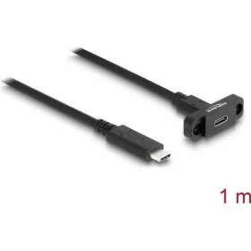   Delock SuperSpeed  USB-C 3.2 Gen2 -> USB-C 3.2 Gen2 M/F adatkábel 1m fekete panel mount