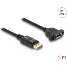   Delock DisplayPort 1.4 -> DisplayPort 1.4 M/F video kábel 1m fekete panel mount