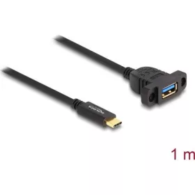   Delock SuperSpeed  USB-C 3.2 Gen2 -> USB-A 3.2 Gen 2 M/F adatkábel 1m fekete panel mount