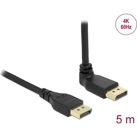 Delock DisplayPort 1.2 -> DisplayPort 1.2 M/M video kábel 5m fekete egyenes/90° fel