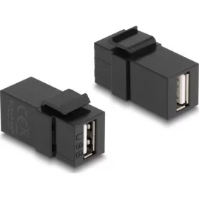   Delock Keystone modul, USB 2.0 A-csatlakozóhüvely > USB 2.0 A-csatlakozóhüvely, fekete