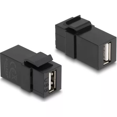 Delock Keystone modul, USB 2.0 A-csatlakozóhüvely > USB 2.0 A-csatlakozóhüvely, fekete