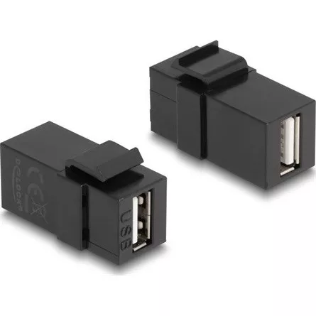 Delock Keystone modul, USB 2.0 A-csatlakozóhüvely > USB 2.0 A-csatlakozóhüvely, fekete