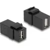 Delock Keystone modul, USB 2.0 A-csatlakozóhüvely > USB 2.0 A-csatlakozóhüvely, fekete