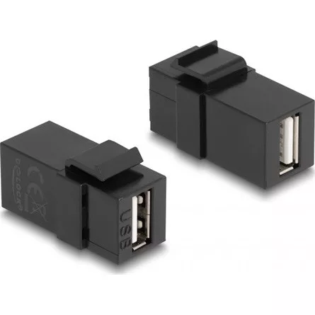 Delock Keystone modul, USB 2.0 A-csatlakozóhüvely > USB 2.0 A-csatlakozóhüvely, fekete