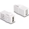 Delock Keystone modul, USB 2.0 A-csatlakozóhüvely > USB 2.0 A-csatlakozóhüvely, fehér