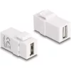 Delock Keystone modul, USB 2.0 A-csatlakozóhüvely > USB 2.0 A-csatlakozóhüvely, fehér