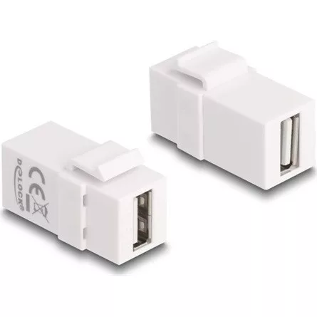Delock Keystone modul, USB 2.0 A-csatlakozóhüvely > USB 2.0 A-csatlakozóhüvely, fehér