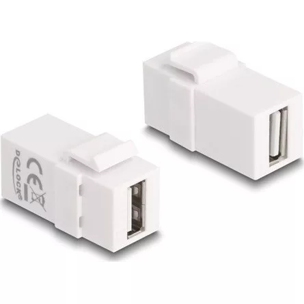 Delock Keystone modul, USB 2.0 A-csatlakozóhüvely > USB 2.0 A-csatlakozóhüvely, fehér