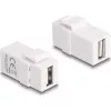 Delock Keystone modul, USB 2.0 A-csatlakozóhüvely > USB 2.0 A-csatlakozóhüvely, fehér