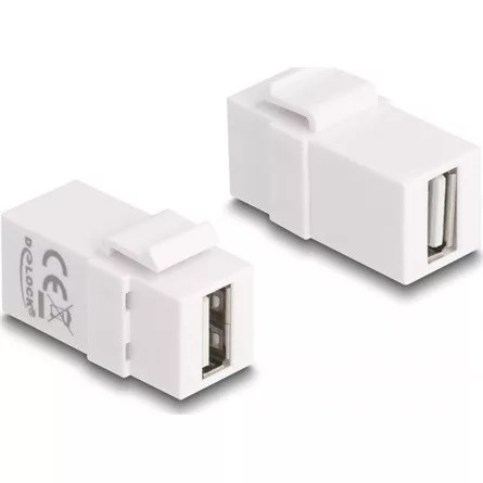 Delock Keystone modul, USB 2.0 A-csatlakozóhüvely > USB 2.0 A-csatlakozóhüvely, fehér