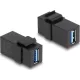 Delock Keystone modul, USB 3.0 A-csatlakozóhüvely > USB 3.0 A-csatlakozóhüvely, fekete (1:1)
