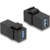 Delock Keystone modul, USB 3.0 A-csatlakozóhüvely > USB 3.0 A-csatlakozóhüvely, fekete (1:1)