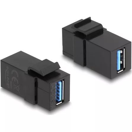 Delock Keystone modul, USB 3.0 A-csatlakozóhüvely > USB 3.0 A-csatlakozóhüvely, fekete (1:1)