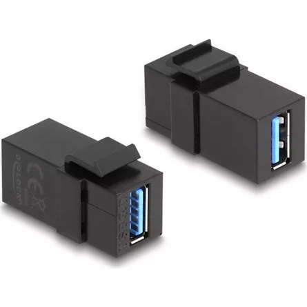 Delock Keystone modul, USB 3.0 A-csatlakozóhüvely > USB 3.0 A-csatlakozóhüvely, fekete (1:1)