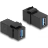 Delock Keystone modul, USB 3.0 A-csatlakozóhüvely > USB 3.0 A-csatlakozóhüvely, fekete (1:1)