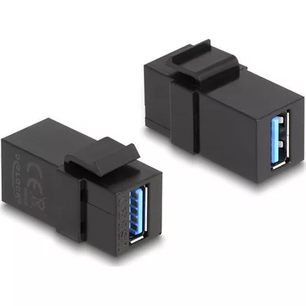 Delock Keystone modul, USB 3.0 A-csatlakozóhüvely > USB 3.0 A-csatlakozóhüvely, fekete (1:1)