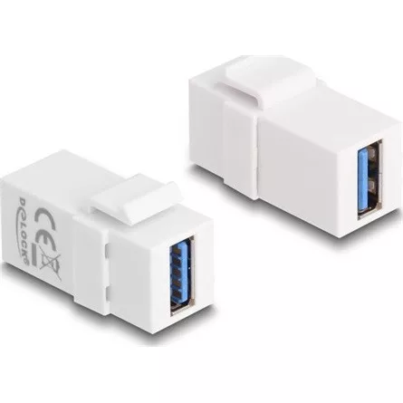 Delock Keystone modul, USB 3.0 A-csatlakozóhüvely > USB 3.0 A-csatlakozóhüvely fehér (1:1)