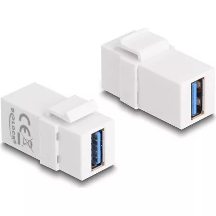 Delock Keystone modul, USB 3.0 A-csatlakozóhüvely > USB 3.0 A-csatlakozóhüvely fehér (1:1)