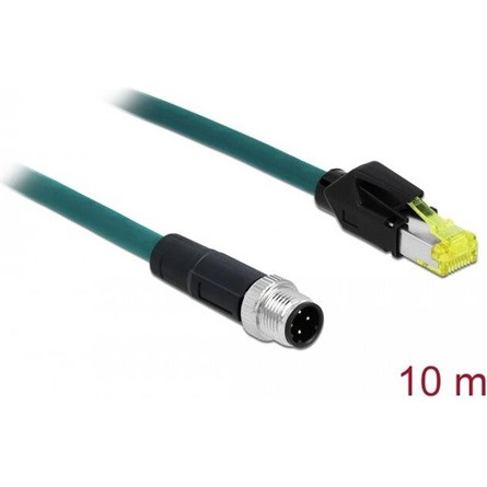 Delock M12 4pin D-code -> RJ45 Hirose M/M adatkábel 10m kék TPU