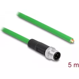   Delock M12 4pin D-code -> nyitott vezeték M/M adatkábel 5m zöld PVC