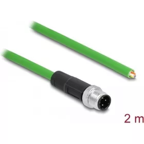   Delock M12 4pin D-code -> nyitott vezeték M/M adatkábel 2m zöld TPU
