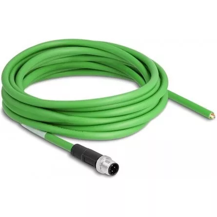 Delock M12 4pin D-code -> nyitott vezeték M/M adatkábel 5m zöld TPU