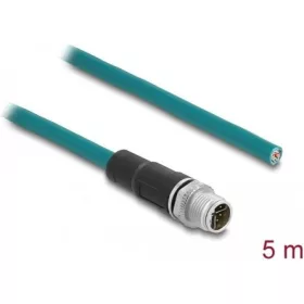   Delock M12 8pin X-code -> nyitott vezeték M/M adatkábel 5m kék PVC