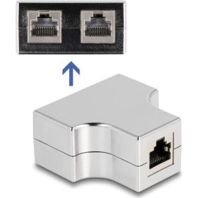   Delock RJ45 CAT5e STP -> 2db RJ45 CAT5e STP F/F splitter fém
