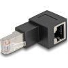 Delock RJ45 CAT6A UTP -> RJ45 CAT6A UTP M/F adapter fekete 90° fel