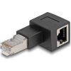 Delock RJ45 CAT6A UTP -> RJ45 CAT6A UTP M/F adapter fekete 90° bal